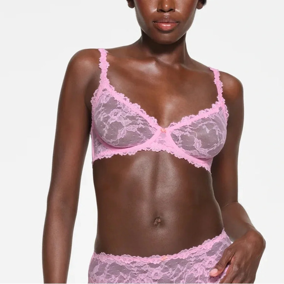 Skims Stretch lace Intimates underwire scoop bra Pink BA-SCP-3575 size 42DD - Picture 1 of 6